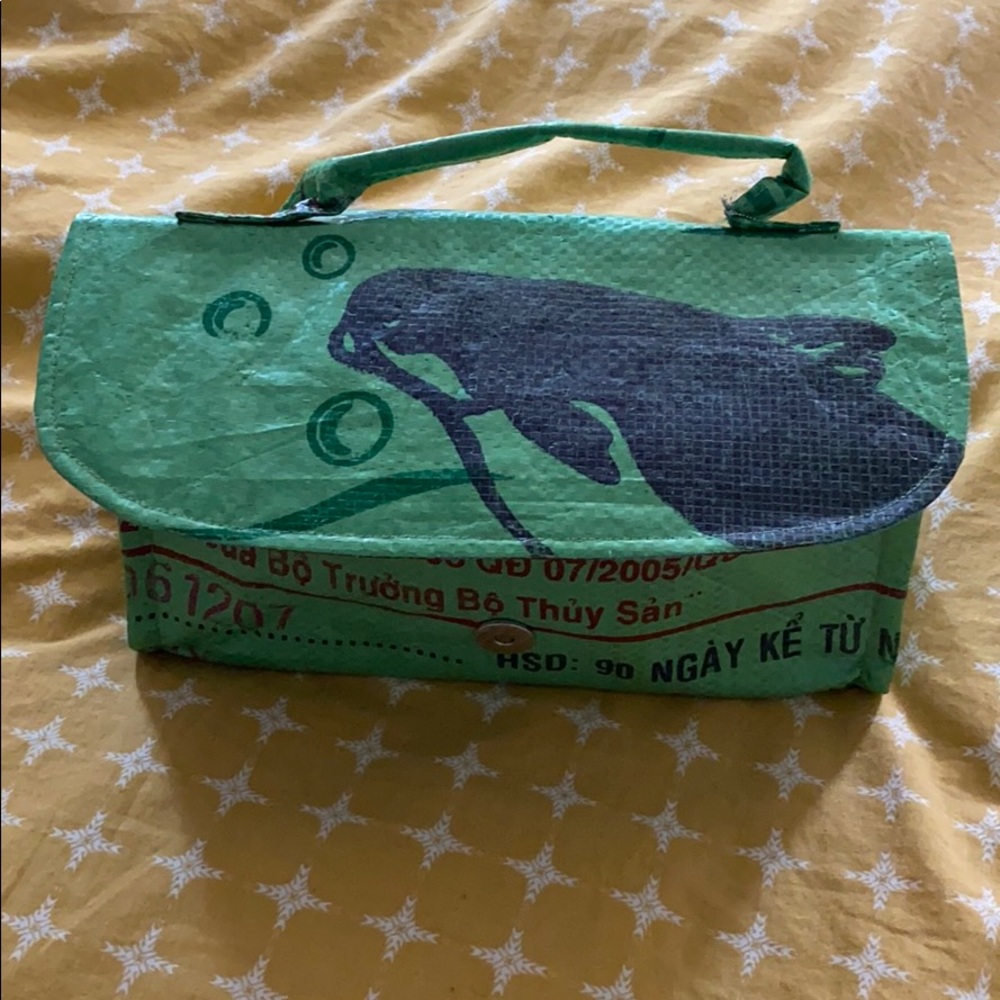 Recycled plastic eco clutch bag